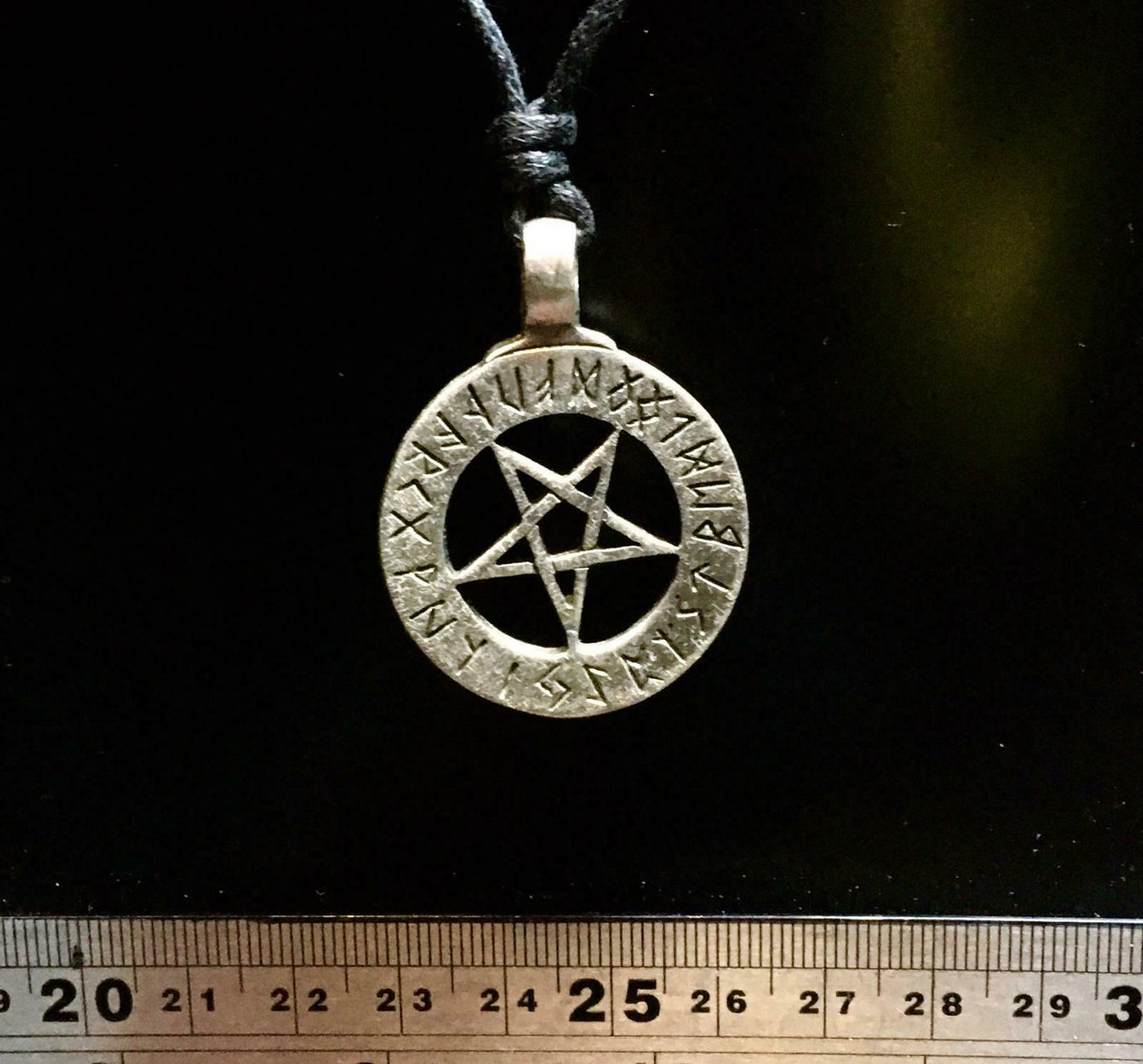 Pentagram Runes Pewter Bronze Pendant Necklace Knotwork Pagan Wicca Wiccan Biker