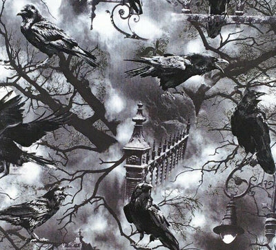 Fat Quarter Gothic Raven Timeless Treasures 100% Cotton Fabric For Face Masks