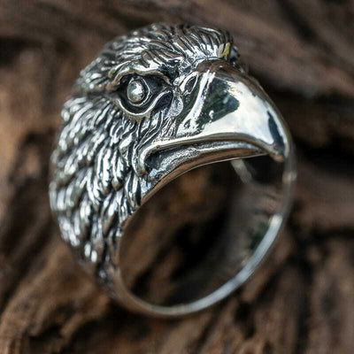 Golden Eagle Ring .925 silver Native American Bird of Prey American Biker