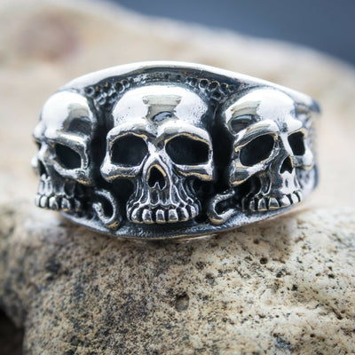 Triple Cluster Skull Ring 925 sterling silver