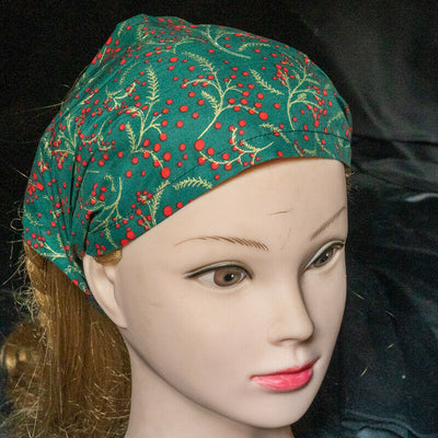 Festive Christmas Xmas Handmade Elasticated Hair Head band Bandana Chemo Wear