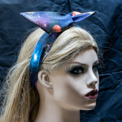 Galaxy Space Planets Wired Headband Hair Band Bandana Retro Scarf Vintage Bendy