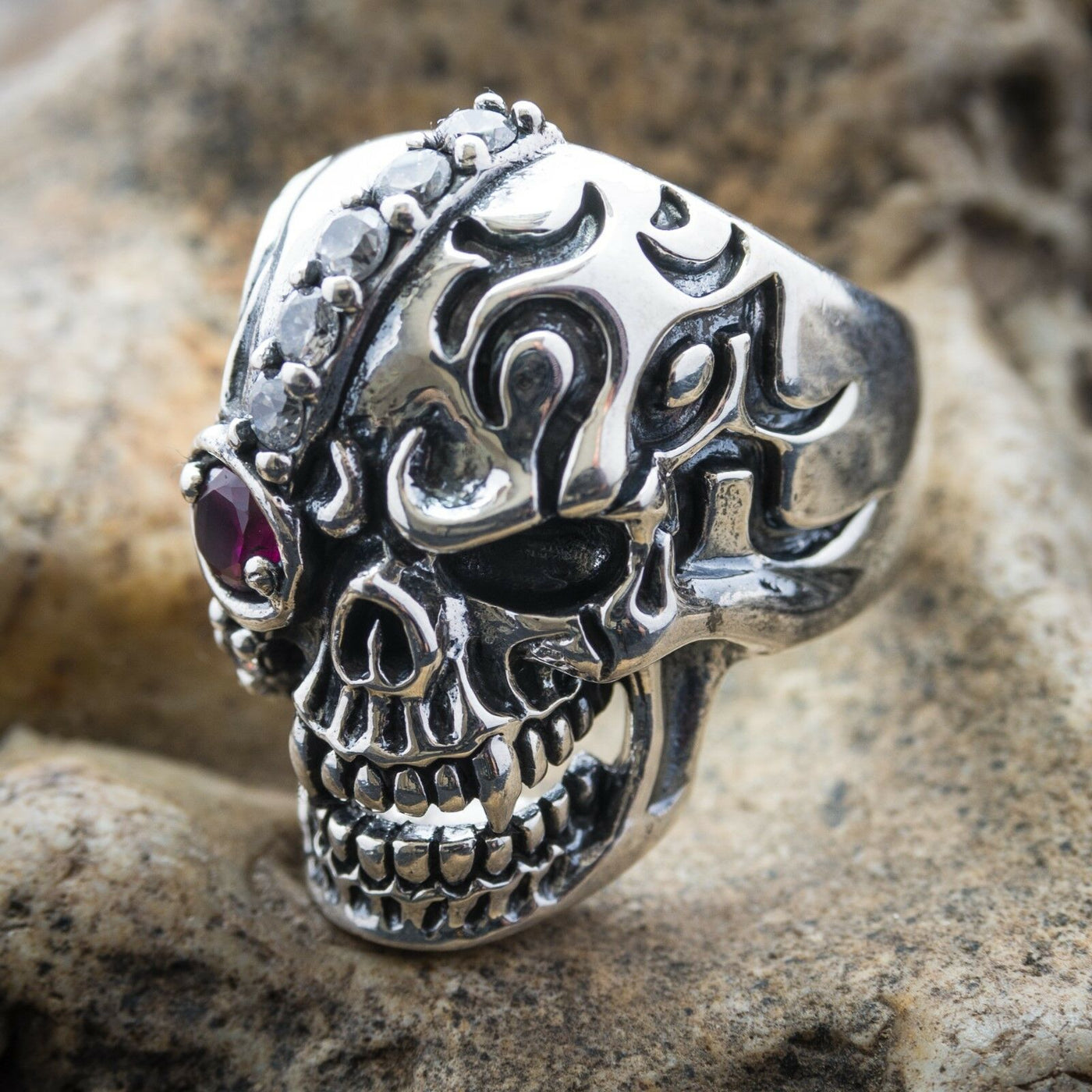 Pirate skull .925 sterling silver Metal Biker Gothic Punk his & hers feeanddave