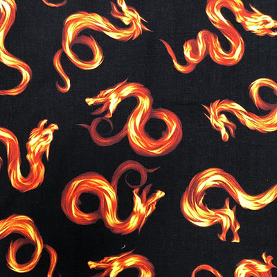 Fat Quarter Chinese Dragon Fire Flame Timeless 100% Cotton Ideal for Face Masks