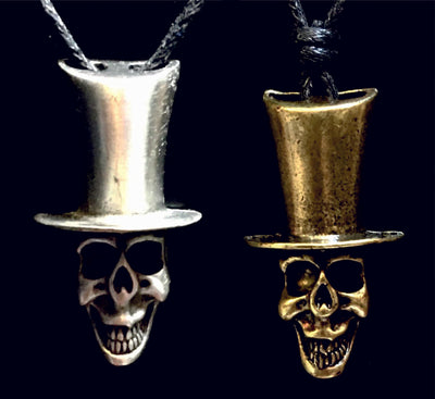 Slash Skull Top Hat Guns Roses Pewter Bronze Pendant Necklace Gothic Biker UK