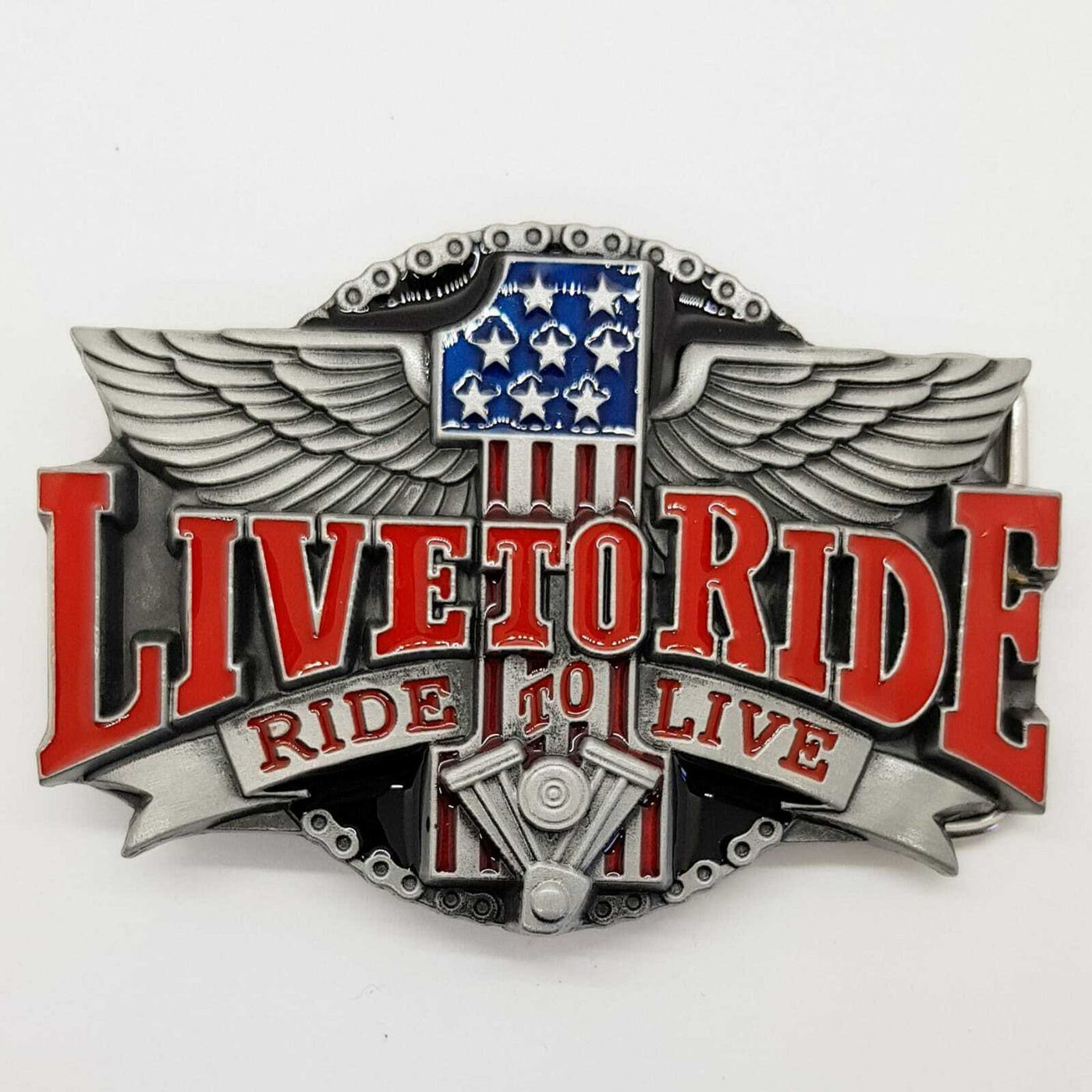 LIVE TO RIDE Eagle Wings Belt Buckle V Twin Engine Motorcycle Biker Metal USA