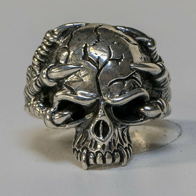 Dragon Claw Skull Ring 925 solid silver Polished Metal Biker Gothic Sizes M-Z