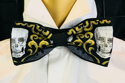 Gothic Skull & Bats Bow Tie Hair Bow Prom Bowtie Dickie Biker Feeanddave