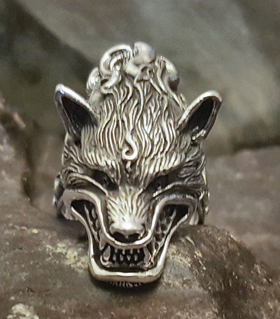 Snarling Wolf Ring - .925 Sterling Silver