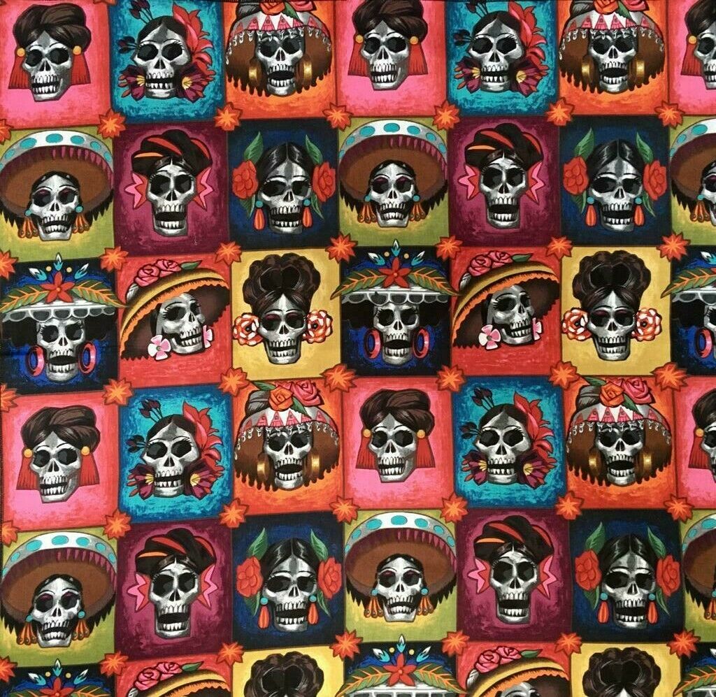 Day of the Dead Muertos Skull - Alexander Henry - 100% Cotton Fabric