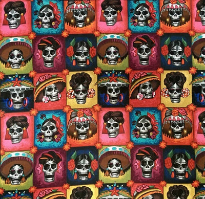 Day of the Dead Muertos Skull - Alexander Henry - 100% Cotton Fabric