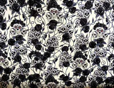 Black Royal Skull Rose - Rose & Hubble - 100% Cotton Fabric