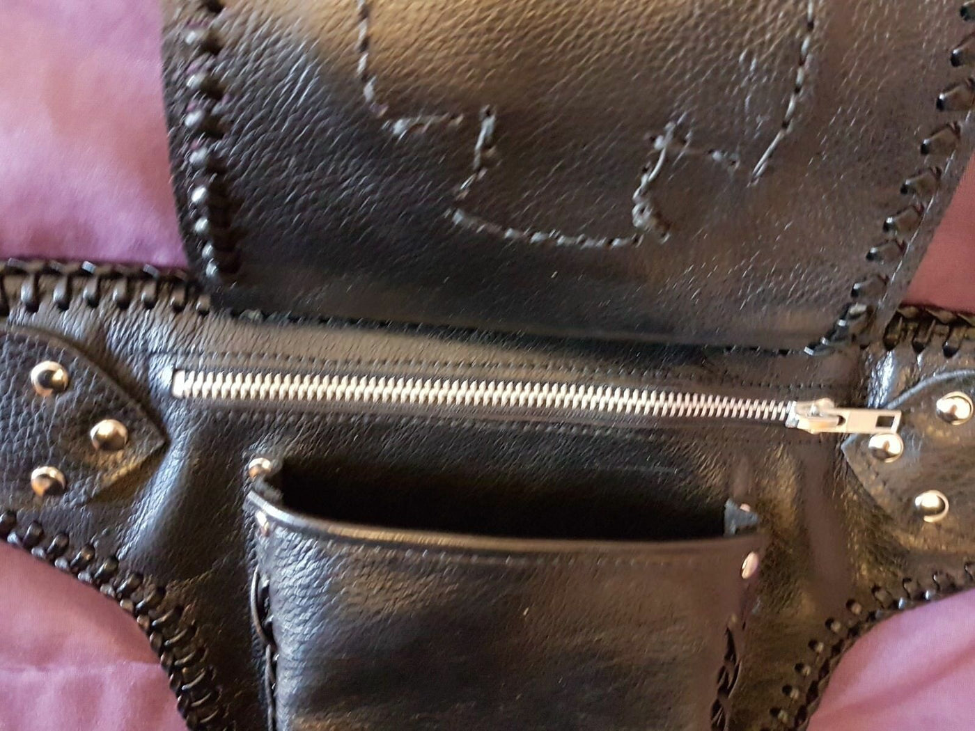 Leather Belt Pouch Python Cross Biker Hip Money Belt Larp Steampunk Gothic Goth