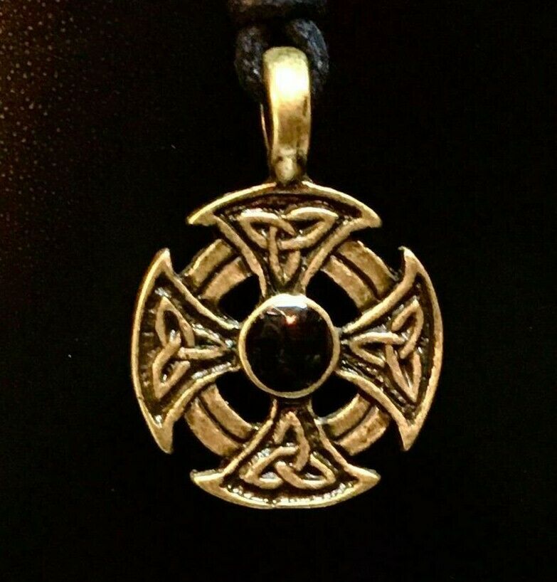 Iron Cross Crusader Bronze Pendant Celtic Pagan Biker adjustable cord to fit all