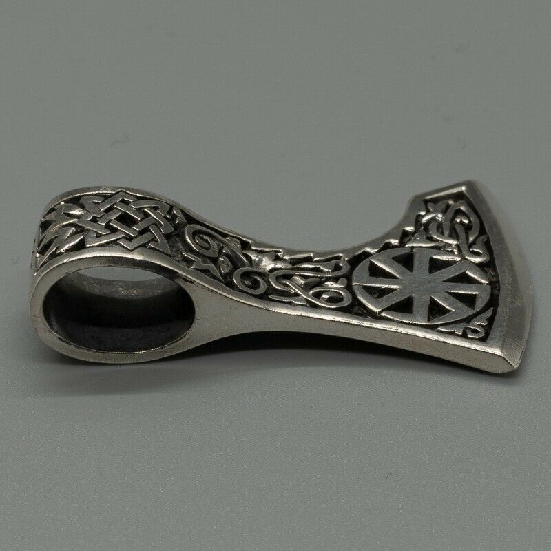 Kolovrat Viking Axe Head Pendant 925 silver Nordic Celtic Valknut Slavik Russian