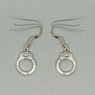 Handcuff drop .925 silver dangle hanging hook earrings hoop ladies women