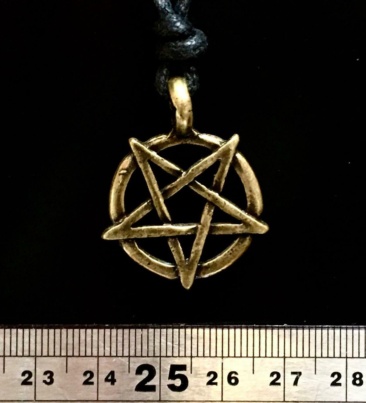 Pentagram Pentacle Star Bronze Pewter Pendant Celtic Pagan Biker adjustable cord