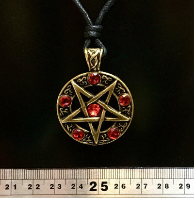Pentagram Pentacle Bronze Pendant Pagan Celtic Biker adjustable cord to fit all