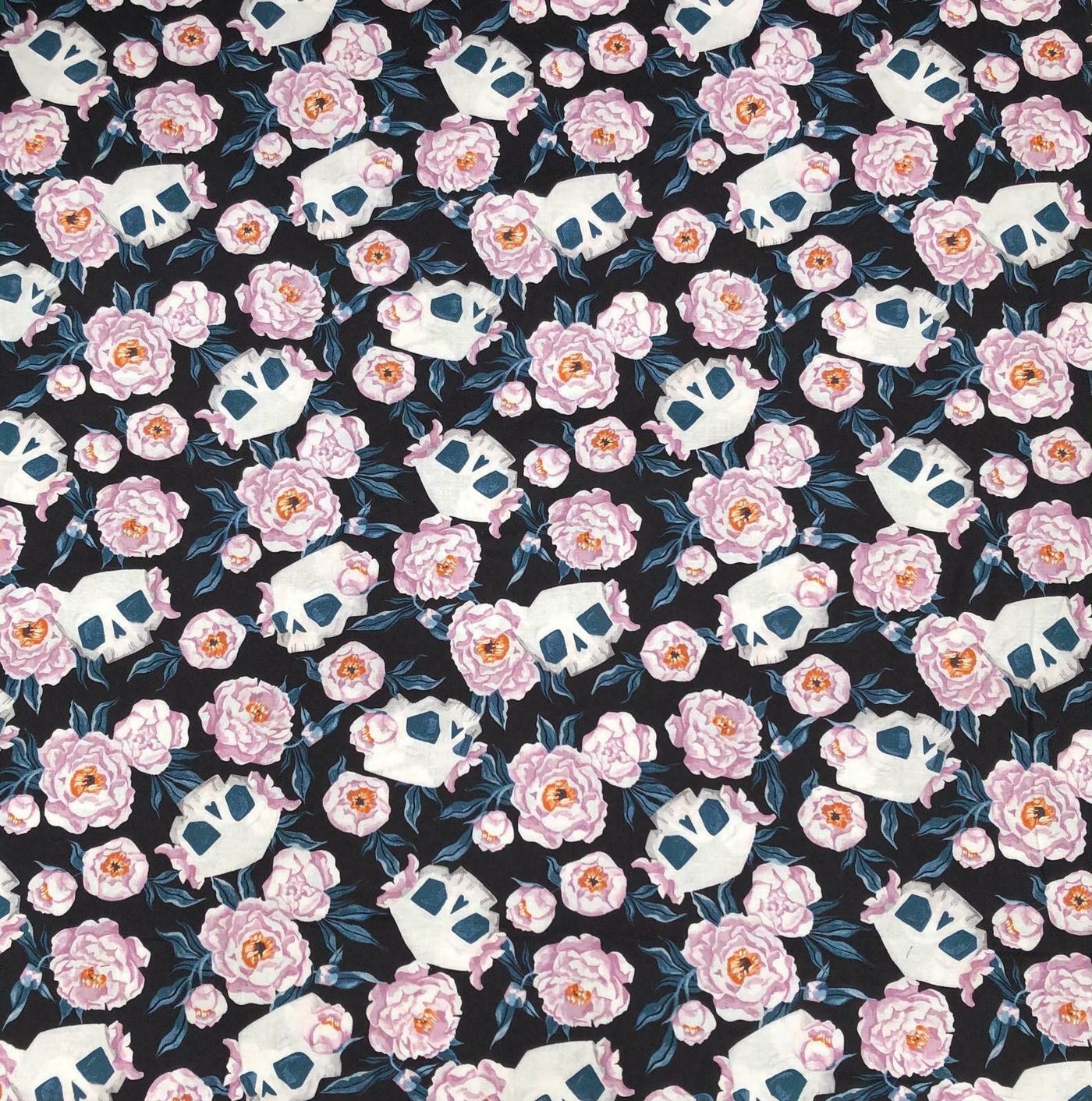 Skull Floral Dear Stella Peony Metre 100% Cotton Ideal for Face Masks & Apparel