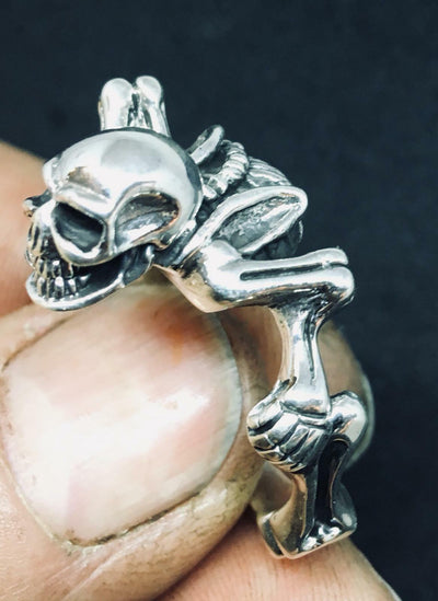 Skeleton Skull Ring .925 silver Biker Metal Gothic Vampire Devil feeanddave