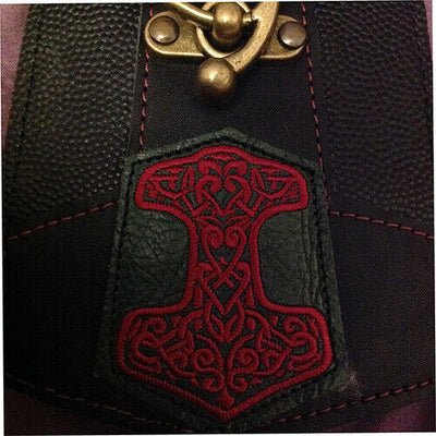 Celtic Hammer Leather Mobile Phone Pouch - red
