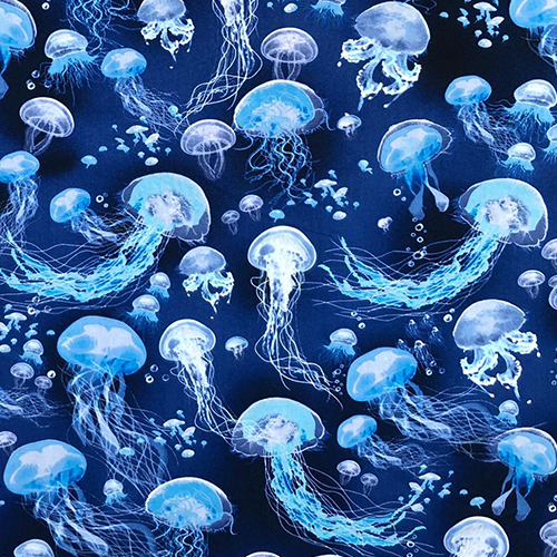 Fat Quarter Jellyfish Marine Timeless Treasures 100% Cotton Ideal for Face Mask