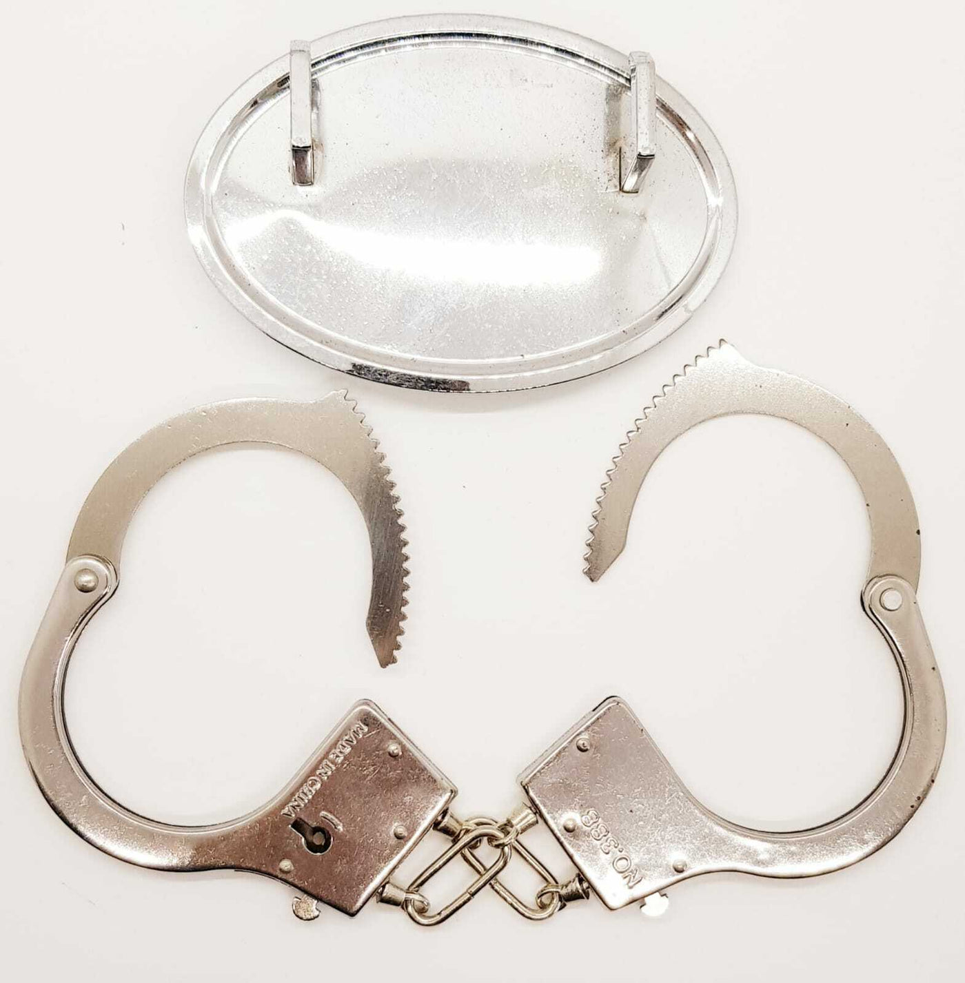 Handcuffs Removeable Belt Buckle Chrome Gothic Emo Biker Rock Punk police cops