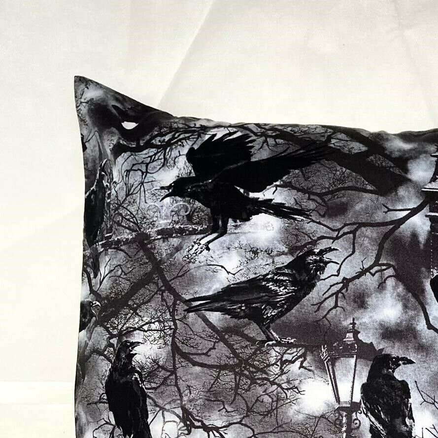 Raven Crow Gothic Cushion Cover Case to fit 18" x 18" Graveyard Cemetery Moon