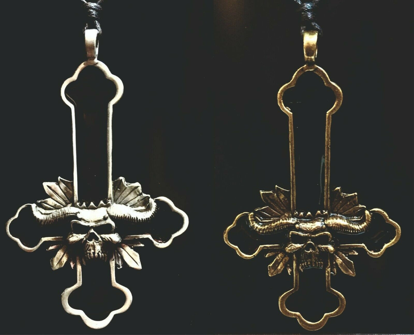 Danzig Samhain Cross Skull Pendant - Bronze or Pewter - Small
