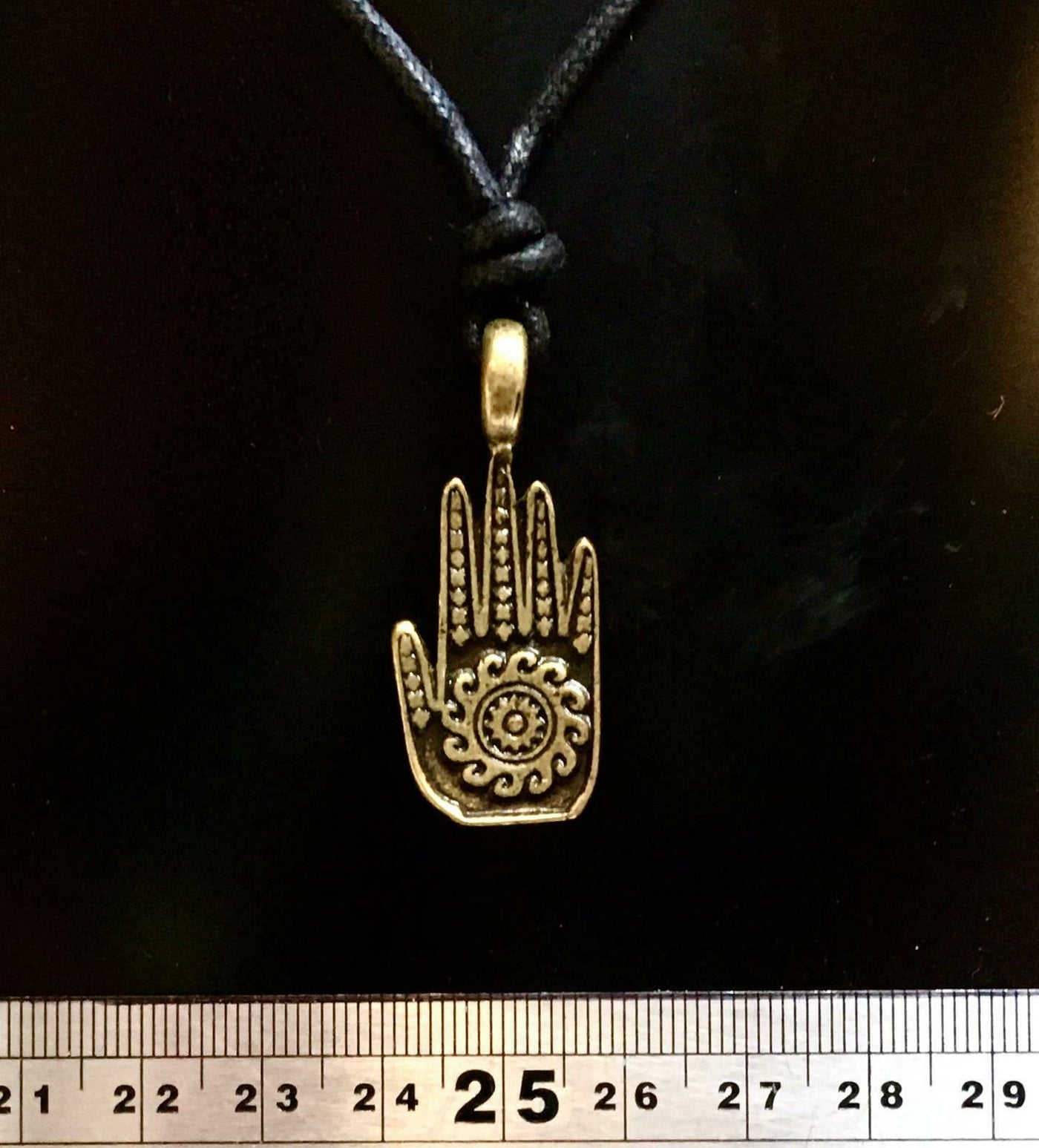 Hamsa hand of fatima Bronze Pewter Pendant Celtic Biker Necklace adjustable cord
