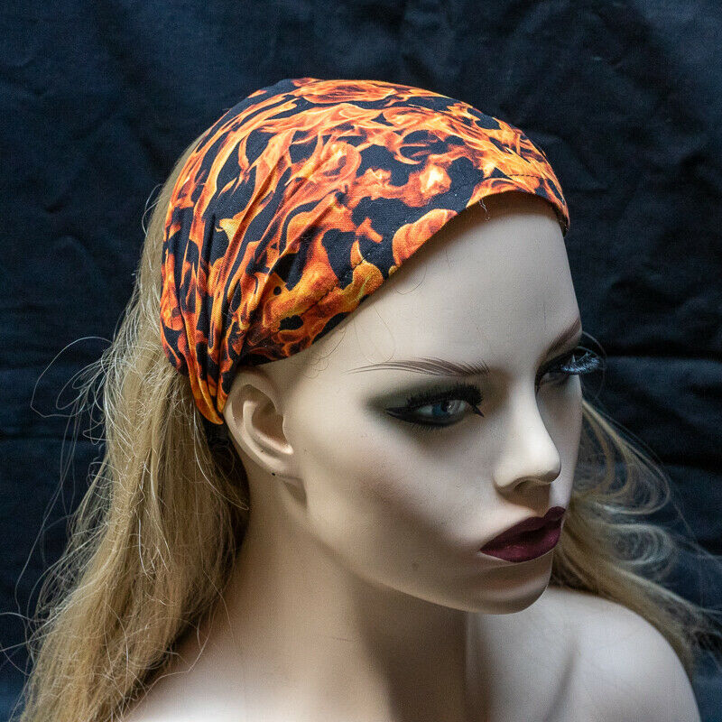 Dragon Fire Flames Wide Hair Band Head Headband Ladies Fashion 100% Cotton