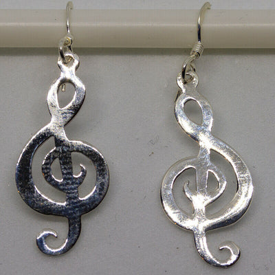 Treble Clef Musical Note Dropper earrings .925 sterling silver