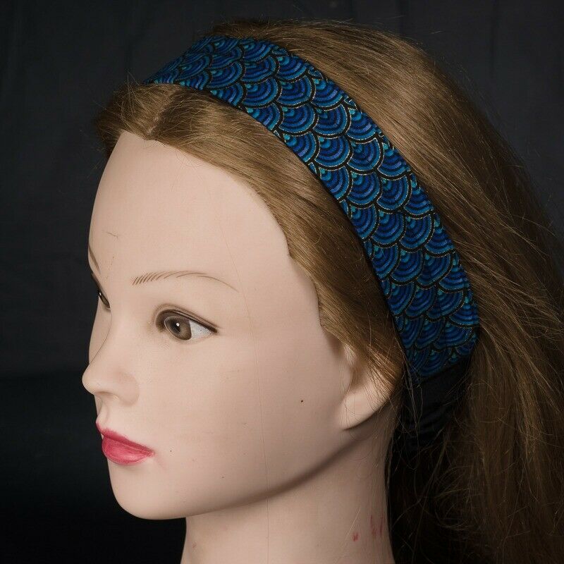 Peacock Blue Fan Headband - 100% Cotton Fabric