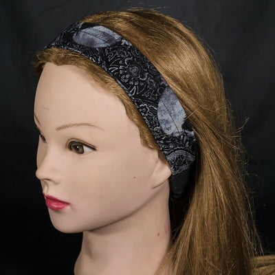 Gothic Filigree Skull Elasticated Headband Chemo Wear Hair Tie Bandana