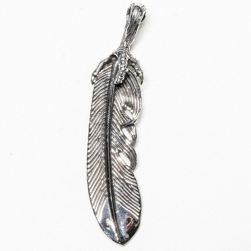 Feather Angel Wing Pendant .925 silver Peacock Claw Biker Pagan feeanddave.