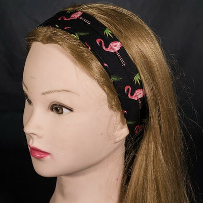 Flamingo 100% cotton Elasticated Headband Chemo Wear Hair Tie Belle Boo