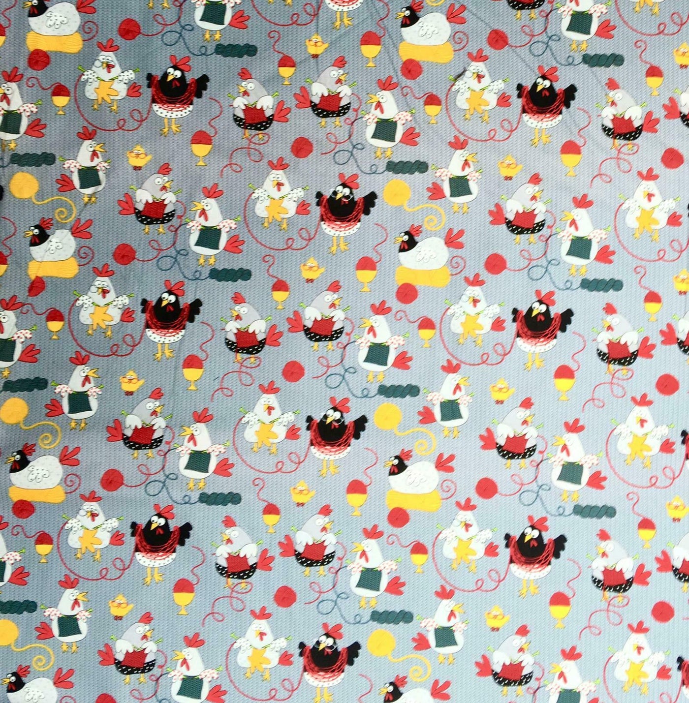 Crazy Knitting Chickens - Timeless Treasures - 100% Cotton Fabric