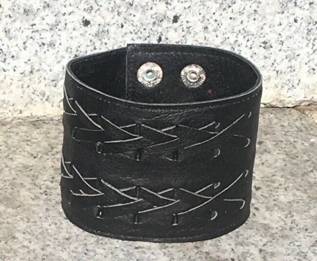 Leather Wrist Cuff wristband protect Biker metal gothic pagan Celtic feeanddave