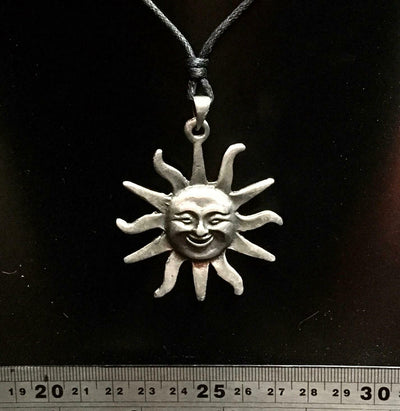 Celestial Sun Smiling Pendant - Pewter or Bronze