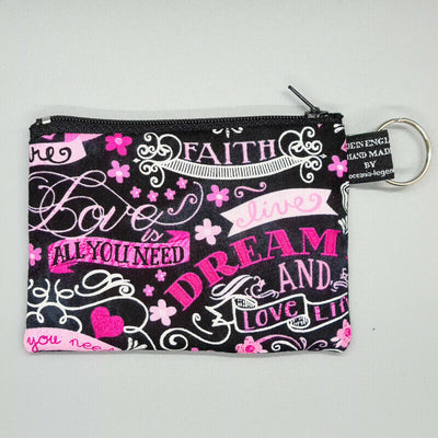 Leopard Print Pink Ribbon Heart Coin Purse Cash Money Wallet Cotton Xmas Gift