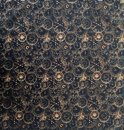 Fat Quarter Steampunk Clock Faces 100% Cotton Fabric bronze time piece