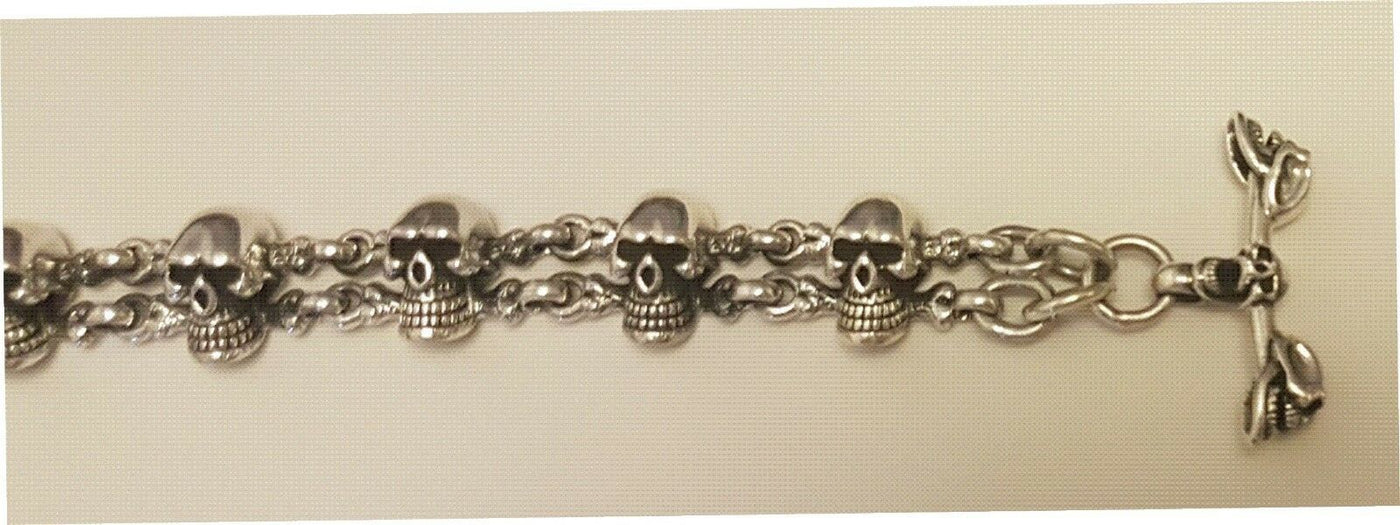 Skull .925 silver bracelet biker viking pagan mjolnir thor gothic feeanddave