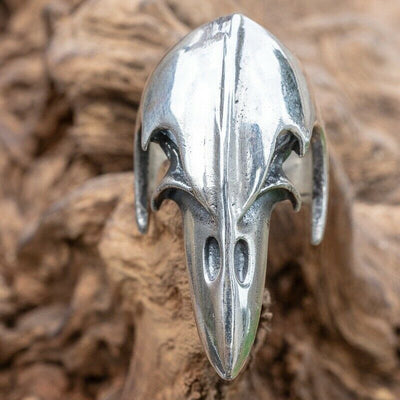 Odin's Raven Skull 925 silver Ring Crow Gothic Celtic Biker Viking Thor Wicca