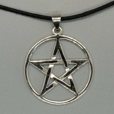 925 solid sterling silver pentagram pendant. supplied with a black bootlace cord, or you can add a silver chain to your order.