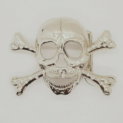 Skull & Crossbones Belt Buckle Biker Goth Pirate Booty Goth Emo Halloween