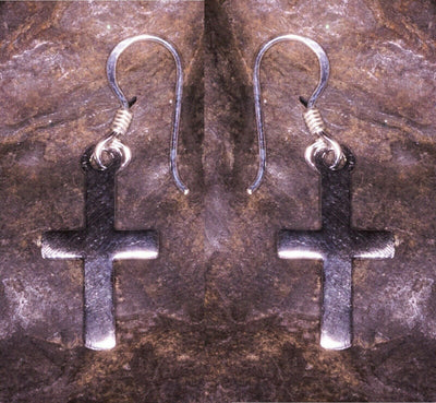Cross drop hook earrings - .925 sterling silver
