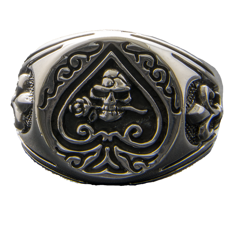 Skull Ace of Spades Ring .925 sterling silver Metal Biker Gothic Punk feeanddave