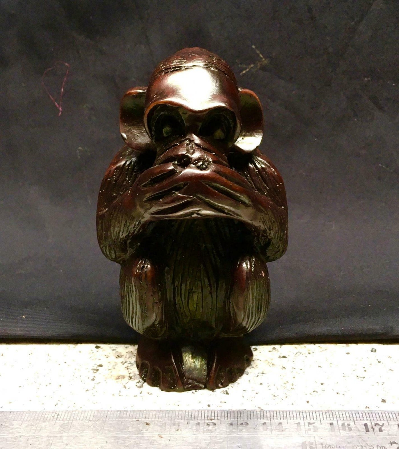 Set 3 Wise Monkey Chimp Resin Ornament Sculpture Statue Hear See Speak No Evil