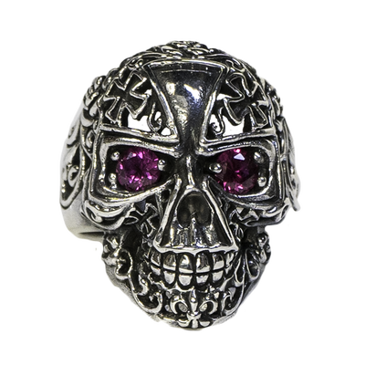 Iron Cross Skull Ring .925 silver Biker Metal Gothic Celtic Pagan feeanddave