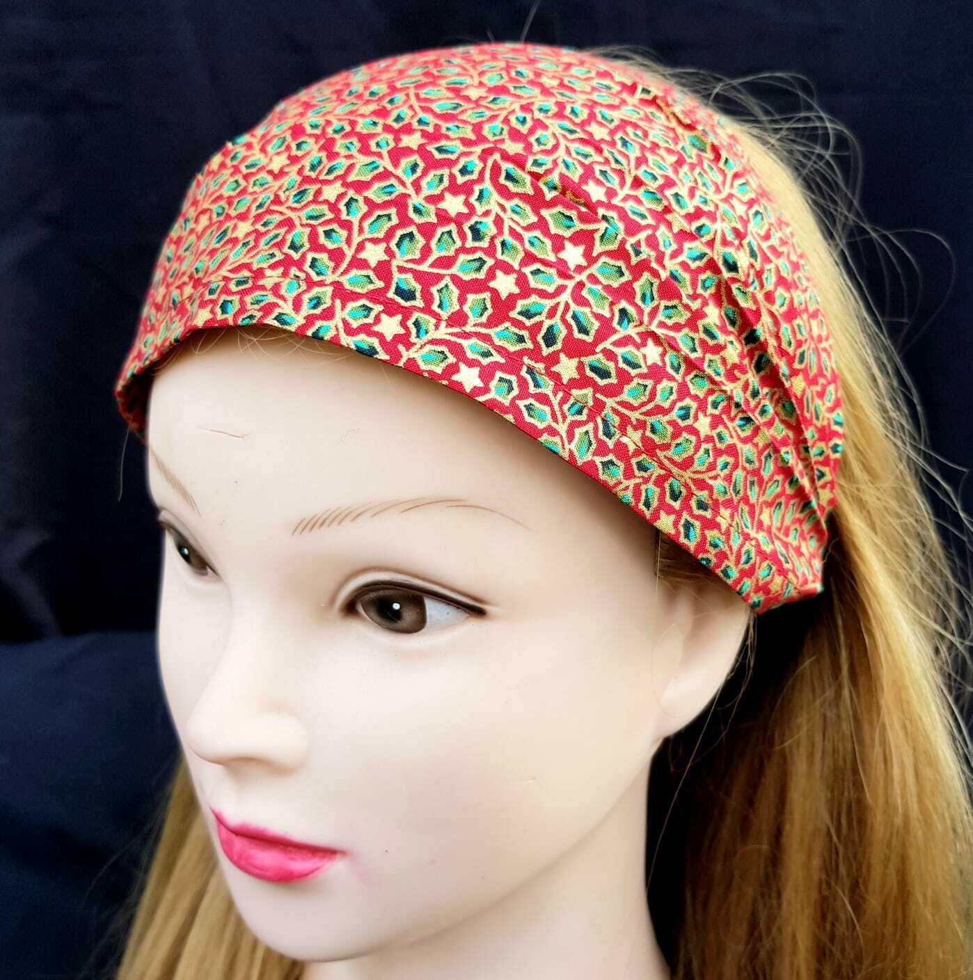 Festive Christmas Xmas Handmade Elasticated Hair Head band Bandana Chemo Wear